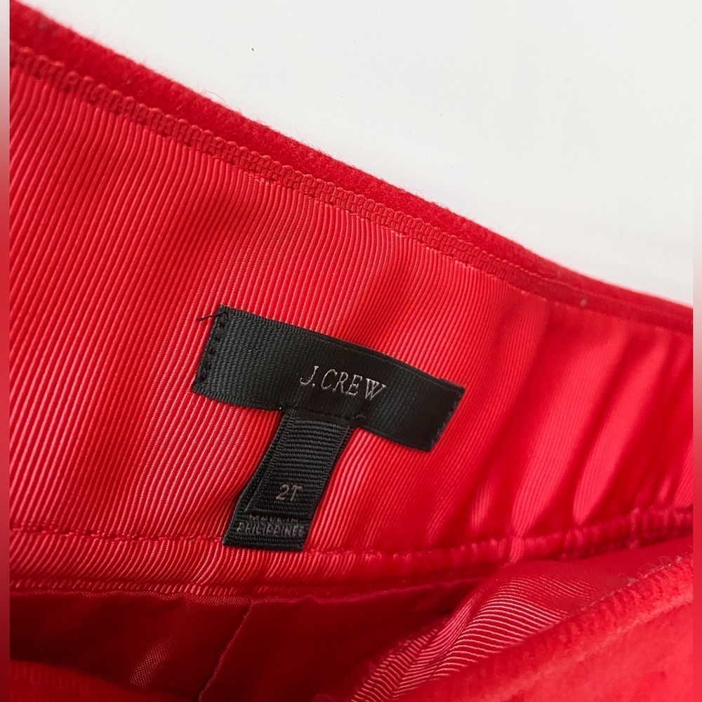J.Crew Wool Preppy Red A-Line Mini Skirt Double Serge Pockets Classic Modern 2T - Picture 9 of 10